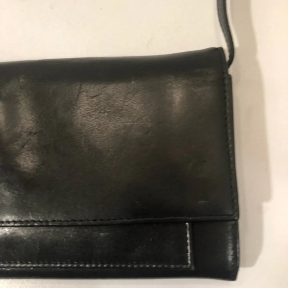 J. Crew black leather organizer bag